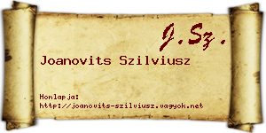Joanovits Szilviusz névjegykártya